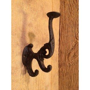 One (1) Rustic Brown Solid Cast Iron Victorian Coat Hook One (1) 0170-01207 R